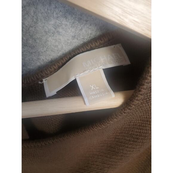 Women's Michael Kors Size XL Brown Long Tunic Slouchy Sweater Back Zip - Picture 4 of 6